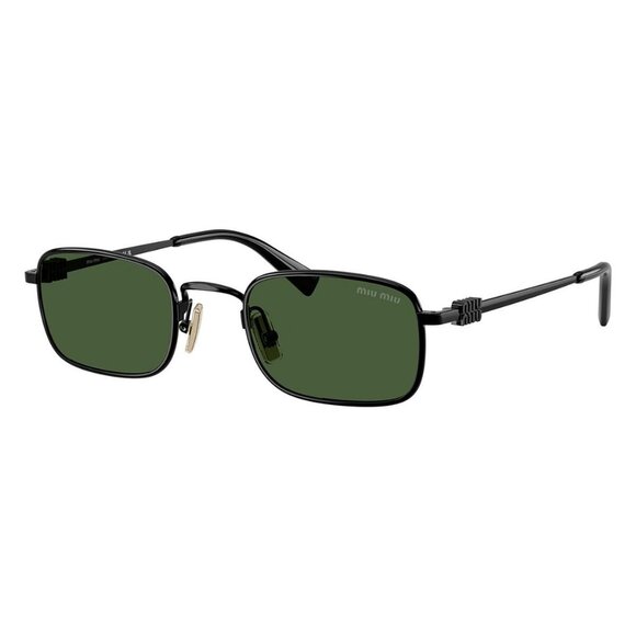 New MIU MIU Black Rectangle SMUA53 1AB-1I0 Sunglasses Women - Picture 1 of 6